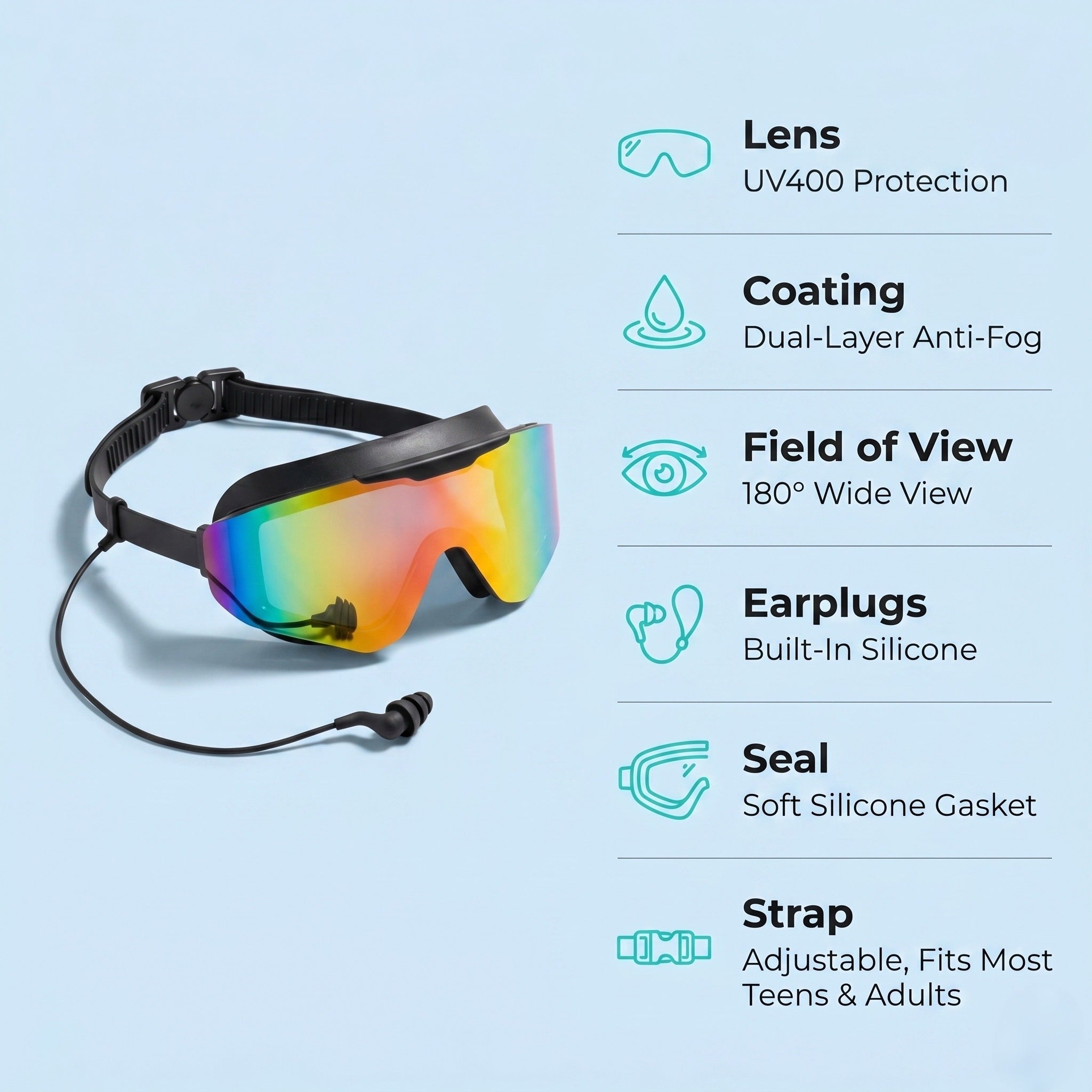 Comfortable soft-seal swim goggles that keep water out