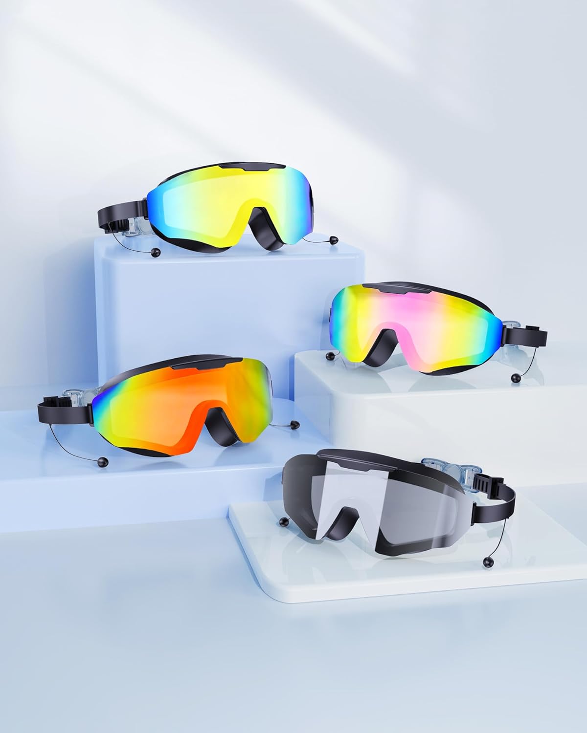 Coram Swim Goggles with Earplugs — Anti-Fog Wide View No Leak | Adults & Teens