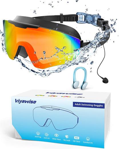 Coram Swim Goggles with Earplugs — Anti-Fog Wide View No Leak | Adults & Teens