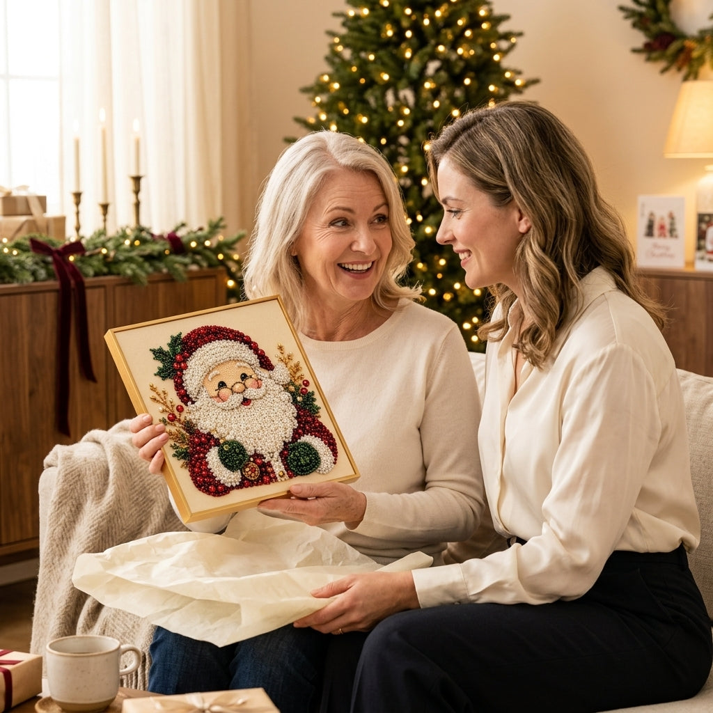 Handmade Coram Christmas Pearl Art given as a meaningful holiday gift