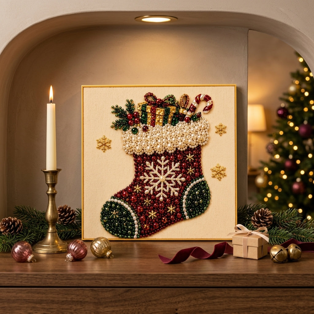 Coram Christmas Pearl Art Christmas Stocking design